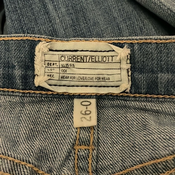 Current Elliott The Kick Jean Blue Ocean Destroy With Raw Hem - Picture 2 of 5